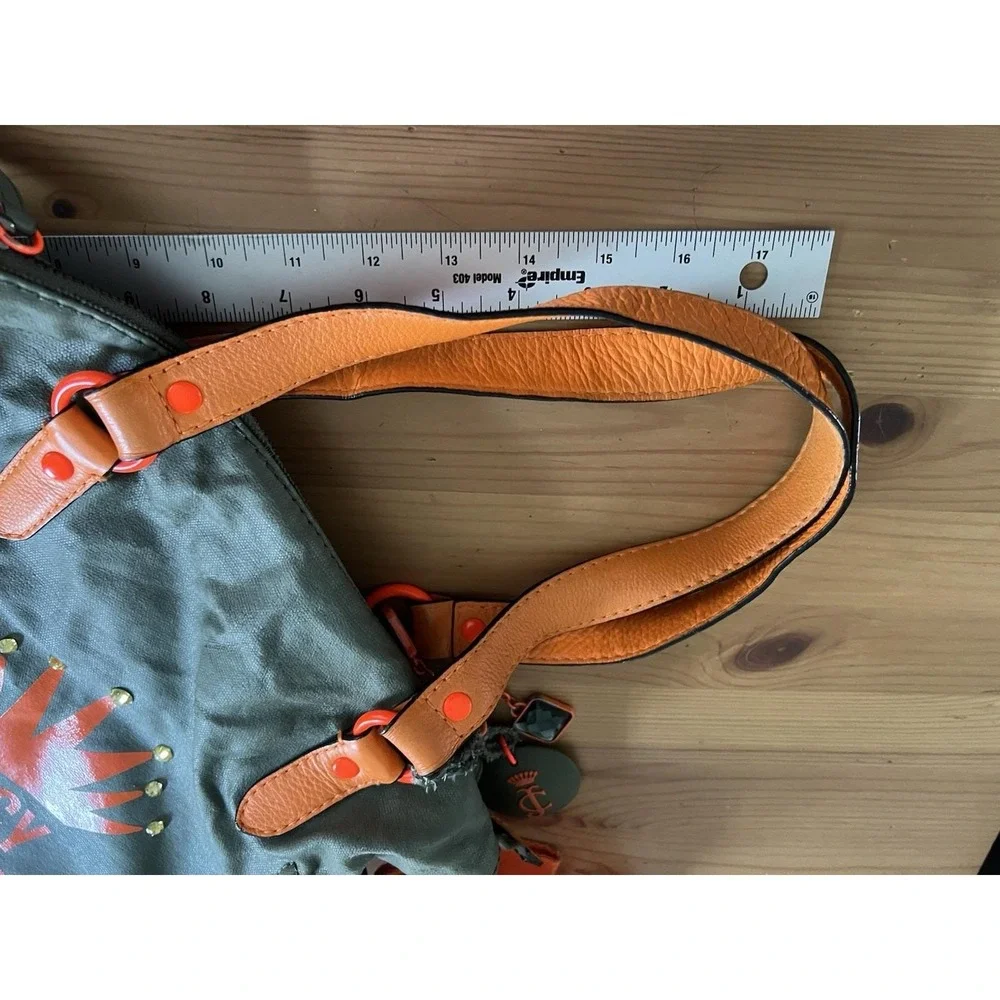 Vintage Juicy Couture Neon Orange & Olive Green Oversized Tote Bag Bows